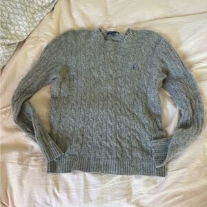 Wool Ralph Lauren Gray Cable Knit Sweater size Large